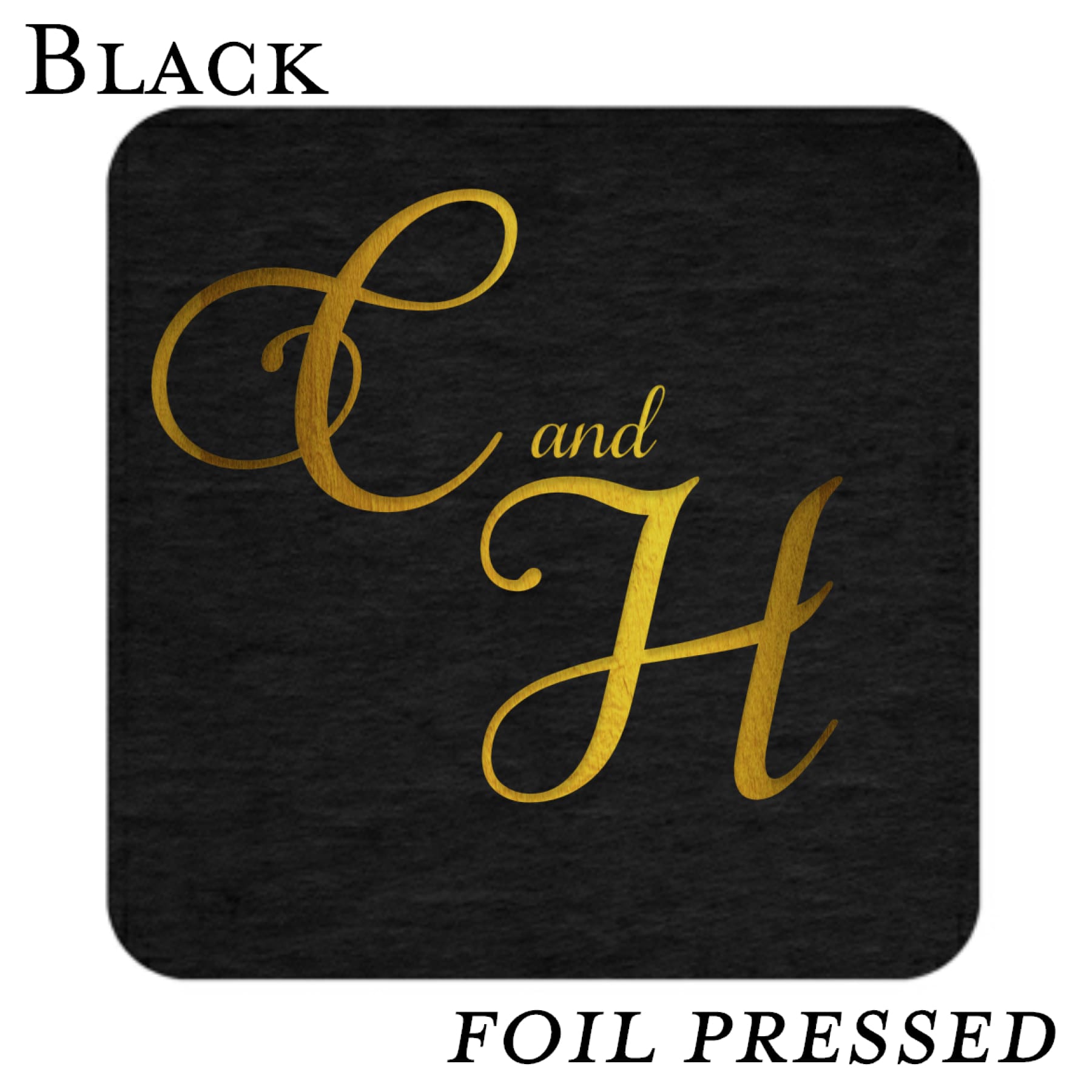 Black Wedding Reception Coasters Foil Pressed