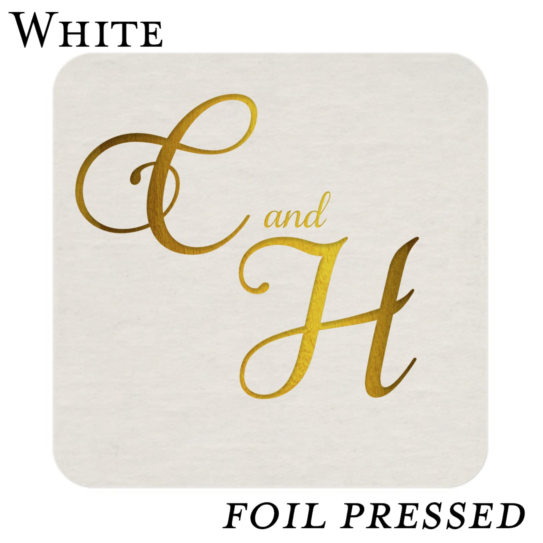 White Wedding Reception Coasters Foil Pressed