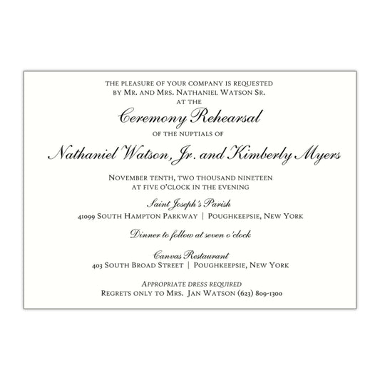 Script Rehearsal Dinner Invitation, Kimberly - All That Glitters Invitations